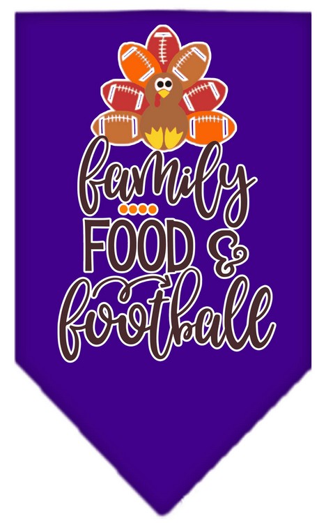 Family, Food, and Football Screen Print Bandana Purple Small